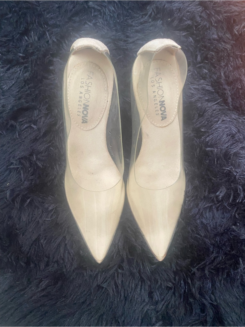 Fashion Nova Silver Clear Lucite Pointed Stiletto Heels